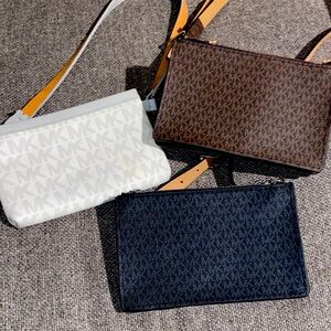 Stylish Women's Crossbody Bag Set - White, Brown, and Black Michael kors